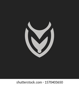 Monogram Initial Negative Space M + Letter V VM Hipster Lettermark Logo For