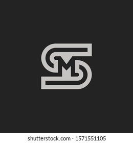 Monogram Initial Negative Space M + Letter S Logo SM or MS Hipster Lettermark Logo Design