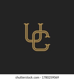 Monogram Initial Negative Space U + Letter C Hipster Lettermark Logo For Branding or T shirt Design