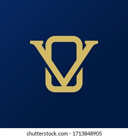 monogram initial OV or VO logo design