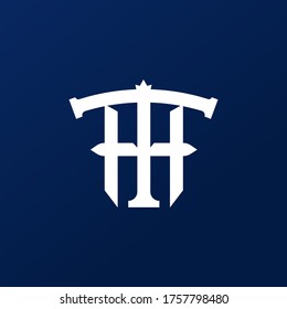 monogram initial TH or HT logo design