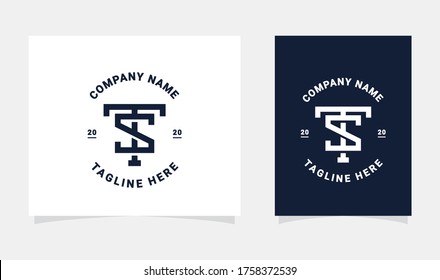 monogram initial TS or ST logo design