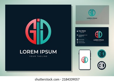 Monogram initials gid circle round logo design