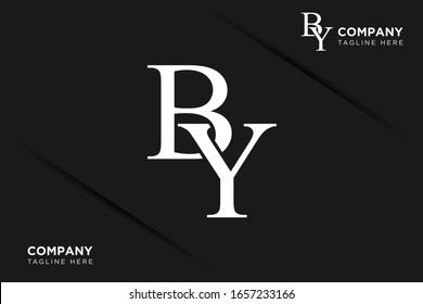 Monogram Initials Letter b y by yb logo design vector