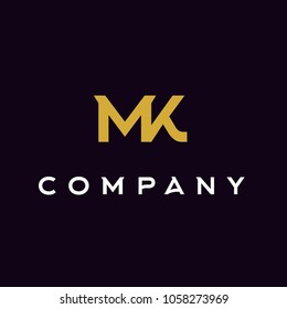 Monogram Initials Letter M K MK logo design 