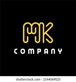 Monogram Initials Letter M K MK logo design
