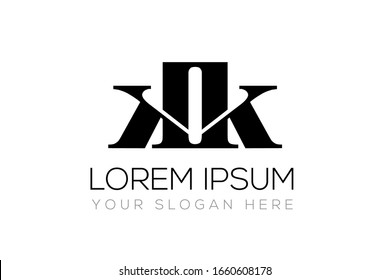 Monogram Initials lowercase Letter k kk kik logo design vector