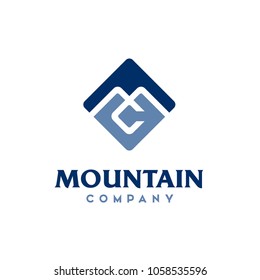 Monogram Initials MC CM Mountain Company Square logo design 