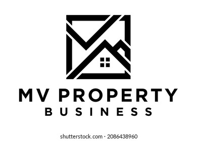 Monogram Initials MV VM logo design
