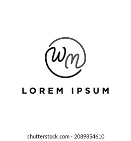 Monogram Initials MW WM, Letter W M Circular logo design