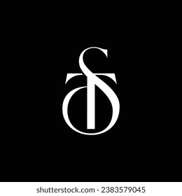 Monogram interconnected letter S and T logo. Great for boutique and beauty shop. 