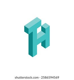 monogram isometric logo of letter T H