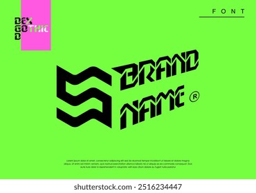 monogram isometric logo template letter S with font information