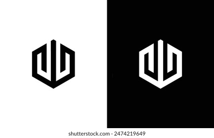 monogram j jj u uu ju uj minimal hexagon masculine logo template for gym sport technology futuristic business