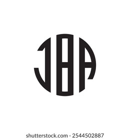 MONOGRAM JBA letter icon design on black background.