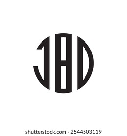  MONOGRAM JBD diseño de icono de letra sobre fondo negro.