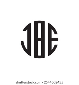 MONOGRAM JBE letter icon design on black background.