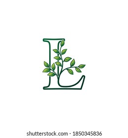 Monogram L Letter Logo Concept Green Nature Green Leaf Vector Design