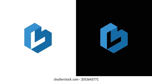 Monogram L logo letter hipster, isometric shape L emblem 3D parallel thin line, linear initials typography design element mockup