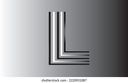 Monogram L logo letter hipster, isometric shape LLL emblem 3D parallel thin line, correct editorial typography design element mockup