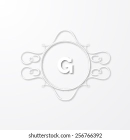 monogram label alphabet shadow halfton vector illustration