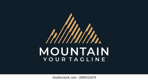 Monogram landscape mountain peak outdoors logo. Logo can be used for icon, brand, identity, nature, everest, summit, hiking, and climbing