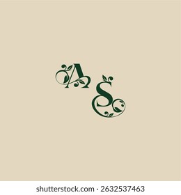 with monogram and leaf concept of elegant beautifull SA wedding organic logo letter