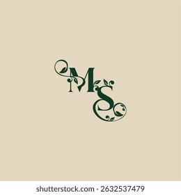 with monogram and leaf concept of elegant beautifull SM wedding organic logo letter