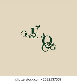 with monogram and leaf concept of elegant beautifull QE wedding organic logo letter