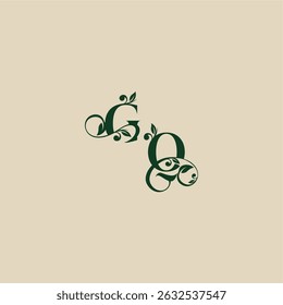 with monogram and leaf concept of elegant beautifull QG wedding organic logo letter