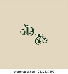 with monogram and leaf concept of elegant beautifull TD wedding organic logo letter