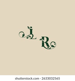 with monogram and leaf concept of elegant beautifull RL wedding organic logo letter