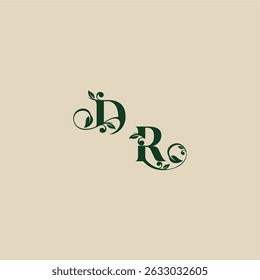 com monograma e conceito de folha de elegante bonito RD casamento carta logotipo orgânico