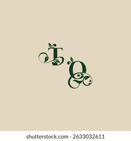 with monogram and leaf concept of elegant beautifull QT wedding organic logo letter