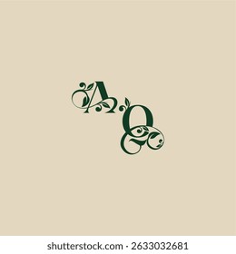 mit Monogramm und Blatt Konzept der eleganten schönen QA Hochzeit Bio-Logo Brief