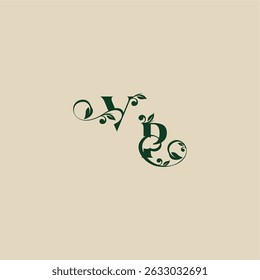 con el monograma y el concepto de la hoja de la letra orgánica hermosa elegante del logotipo de la boda del PV