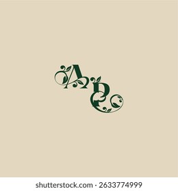 with monogram and leaf concept of elegant beautifull PA wedding organic logo letter