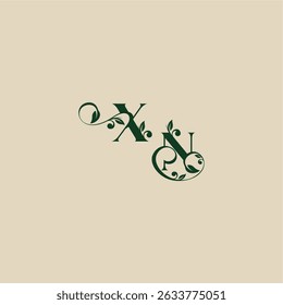 with monogram and leaf concept of elegant beautifull NX wedding organic logo letter