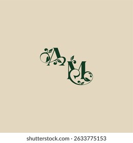 with monogram and leaf concept of elegant beautifull MA wedding organic logo letter