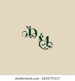 with monogram and leaf concept of elegant beautifull MD wedding organic logo letter