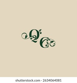 with monogram and leaf concept of elegant beautifull CQ wedding organic logo letter