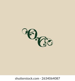 com monograma e conceito de folha de elegante bonito CO casamento carta logotipo orgânico