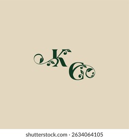 con el monograma y el concepto de la hoja de la letra orgánica hermosa elegante del logotipo de la boda de CK