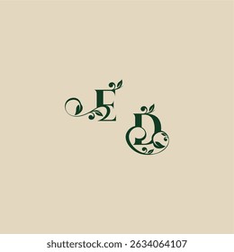 with monogram and leaf concept of elegant beautifull DE wedding organic logo letter