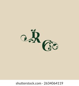 with monogram and leaf concept of elegant beautifull CR wedding organic logo letter
