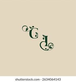 with monogram and leaf concept of elegant beautifull LC wedding organic logo letter
