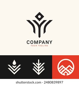 Monogram leaf geen uniq collection logo design Premium Vector, Letter Y Modern Abstract logos collection Alphabet Geometrical logotype for all kinds of business.