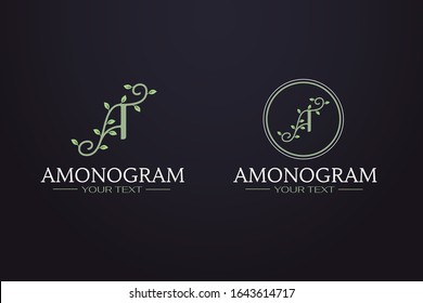 Monogram of the letter A, natural logo template