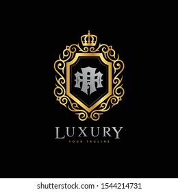monogram letter AA luxury royal crown logo vector