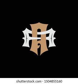 monogram letter AA template logo black, gold, and grey, apparel, interlock, design for clothing